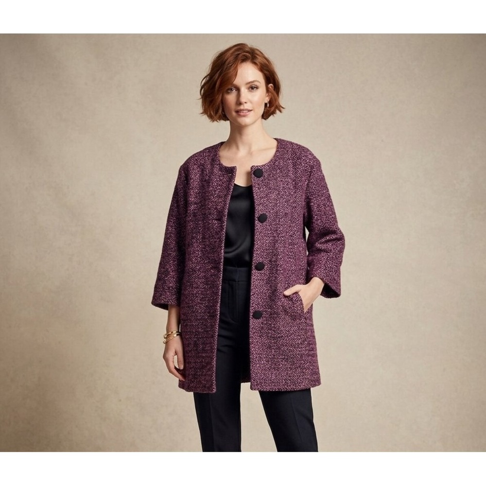 Vintage Russell Kemp Knit Jacket Plus Size 2X Purple Career Classic Timeless
